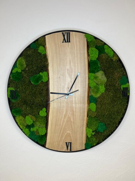 Machové hodiny – Zelený okamih Veľkosť rámu: 40cm