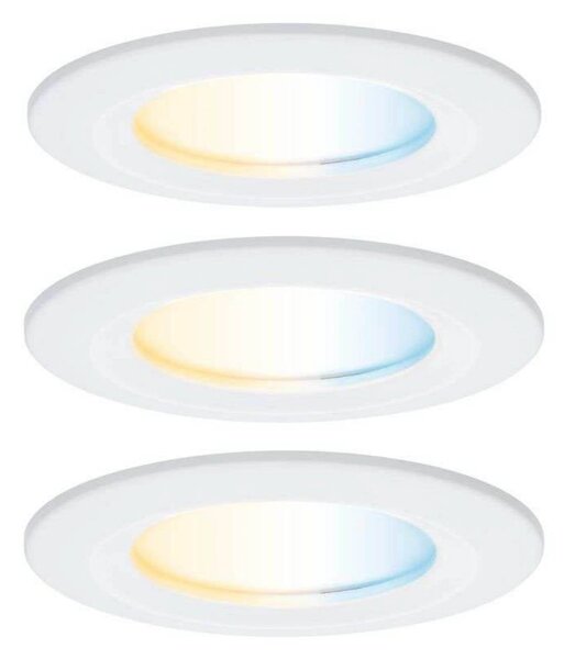 Paulmann LED zapustený bodový svietidlo Nova Coin Smart biele sada 3 ks,, Biela / opálová, Obývacia izba / jedáleň, Hliník, Moderný, Zapustené okrúhle