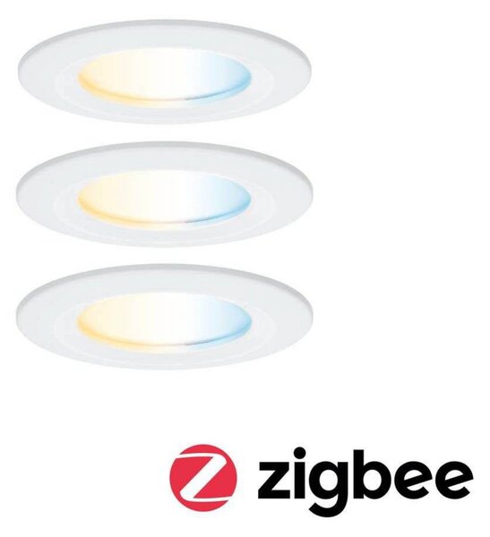 Paulmann LED zapustený bodový svietidlo Nova Coin Smart biele sada 3 ks,, Biela / opálová, Obývacia izba / jedáleň, Hliník, Moderný, Zapustené okrúhle