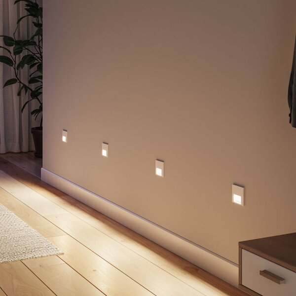 Paulmann LED nástenná vstavaná lampa Tsaro Sensor, biela, plast, Biela / opálová, Chodba, Plast, Moderný, Nástenné svietidlo zapustené
