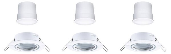 Paulmann LED zapustený bodový svietidlo Coin Base, biele, sada 3 ks, 3000 K,, Biela / opálová, Obývacia izba / jedáleň, kov, Moderný, Zapustené okrúhle