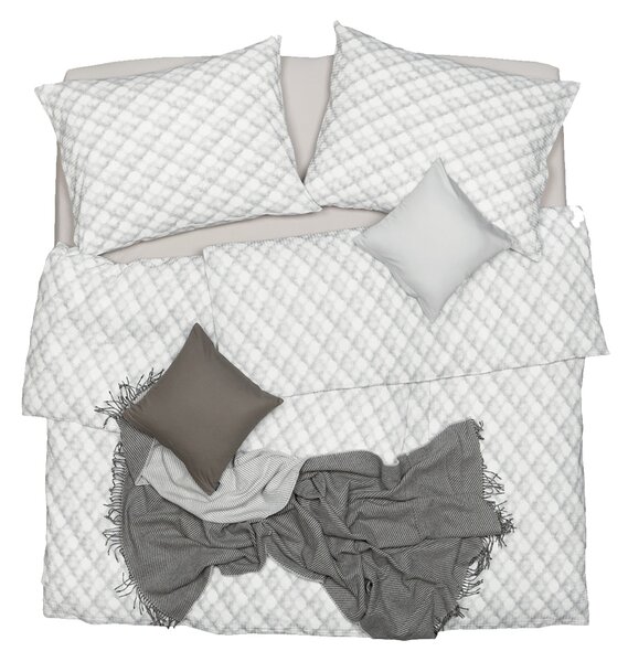 Obliečky KLASIK SOFT geo biela sivá bežný 1x paplón 140x200 + 1x vankúš 70x90 cm