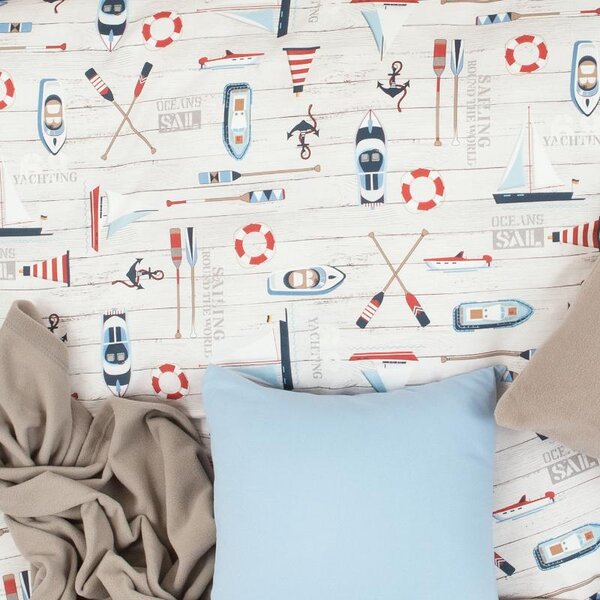 Obliečky SATÉN DESIGN nautic bežný 1x paplón 140x200 + 1x vankúš 70x90 cm