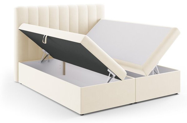 Béžová boxspring posteľ s úložným priestorom 180x200 cm Gina – Milo Casa
