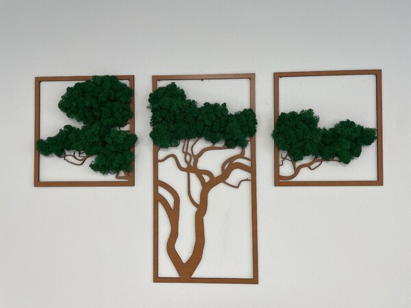 Machový obraz - strom TRIO Veľkosť rámu: 78cm x 49cm