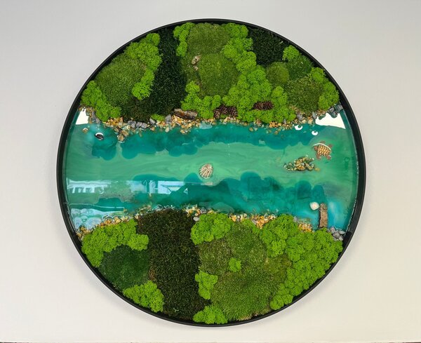 Machový kruh s epoxidom - nature Veľkosť rámu: 30cm