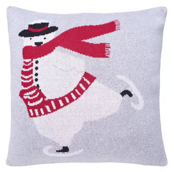 Dekoračný návlek pletený DESIGN medveď na korčuliach 45x45 cm