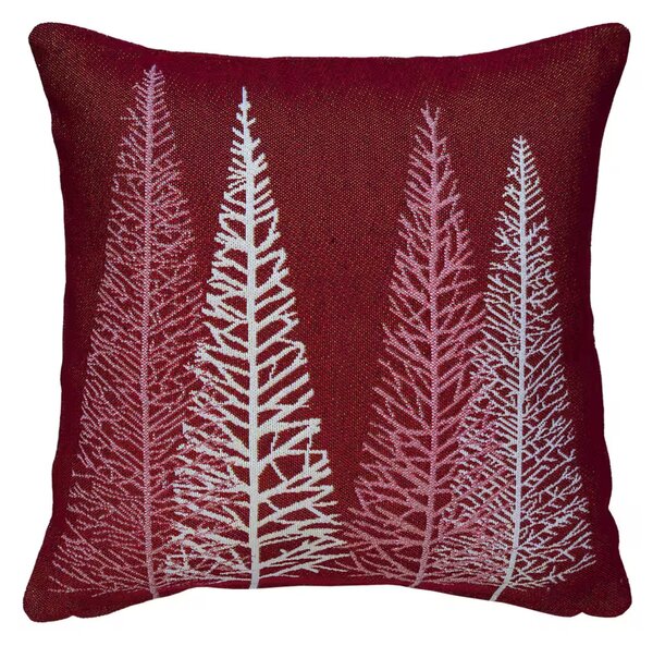 Dekoračný návlek MOTIV LUREX stromčeky červená 40x40 cm