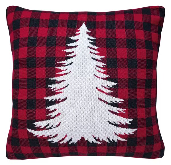 Dekoračný návlek pletený DESIGN biely strom káro 45x45 cm
