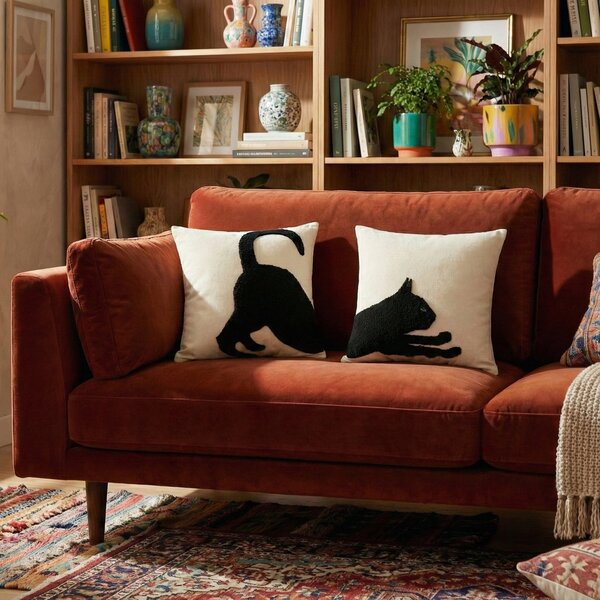 Dekoračný návlek BLACK CAT - set 2 ks stretching cat 45x45 cm