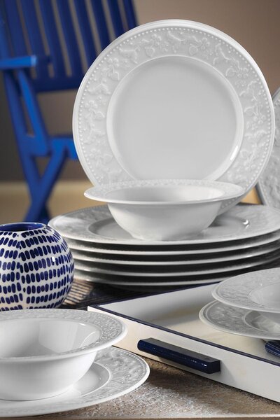 ASIR Porcelánová jedálenská súprava 24 ks RUSTIK LEAF biela