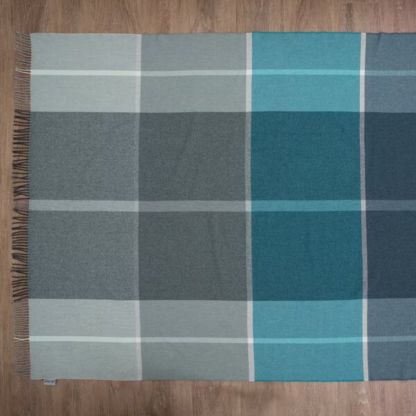 Deka vlnená DELI WOOL kocka tyrkysová 130x180 cm