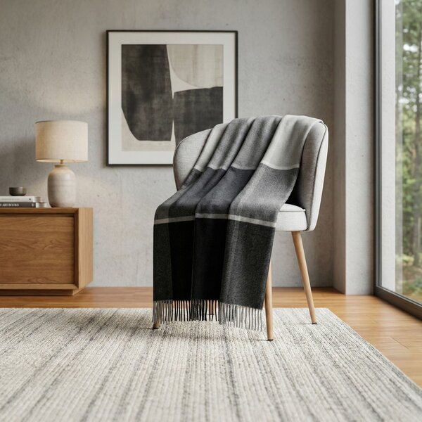 Deka vlnená DELI WOOL kocka sivá 130x180 cm