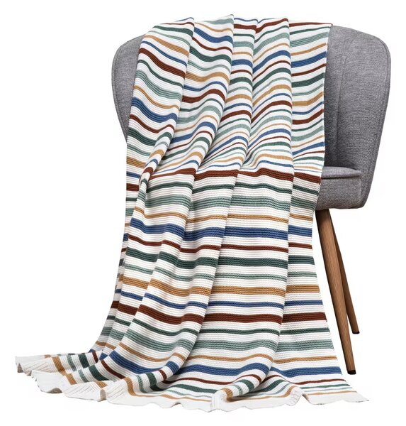 Deka pletená RIB pruhy multi 130x190 cm