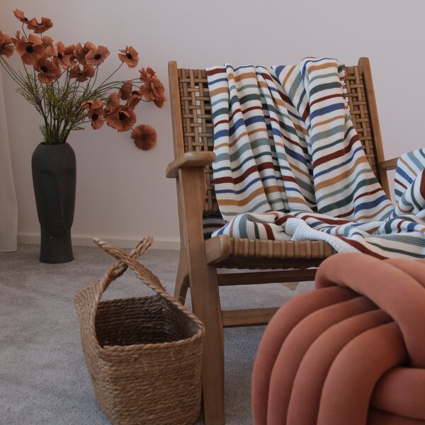 Deka pletená RIB pruhy multi 130x190 cm