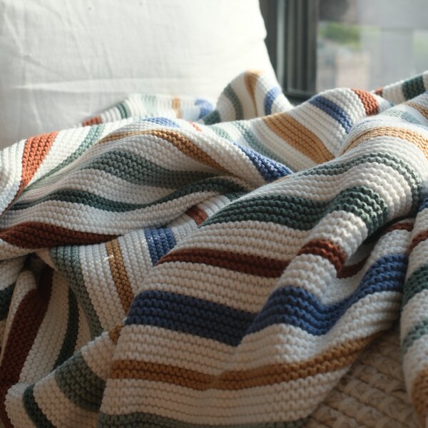 Deka pletená RIB pruhy multi 130x190 cm