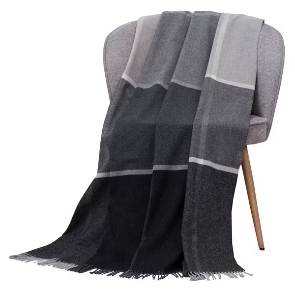 Deka vlnená DELI WOOL kocka sivá 130x180 cm