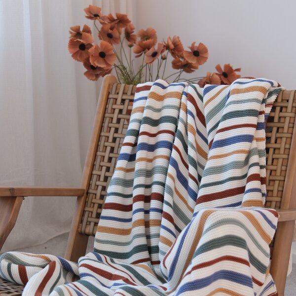 Deka pletená RIB pruhy multi 130x190 cm