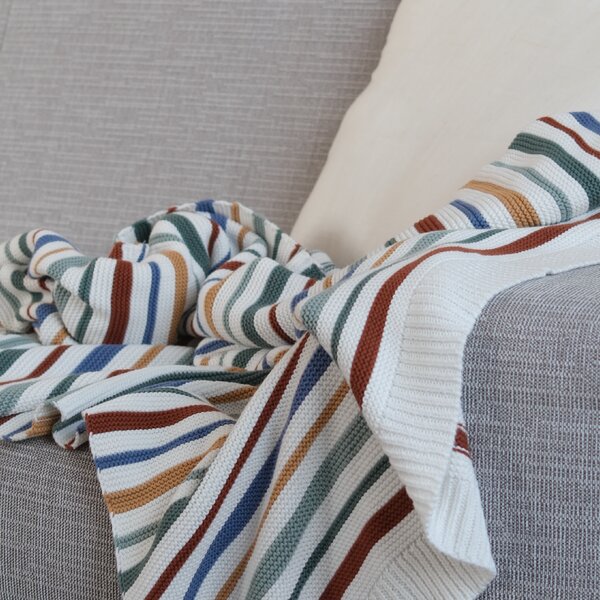 Deka pletená RIB pruhy multi 130x190 cm