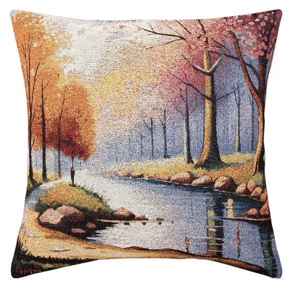 Dekoračný návlek MOTIV river okrová modrá 45x45 cm