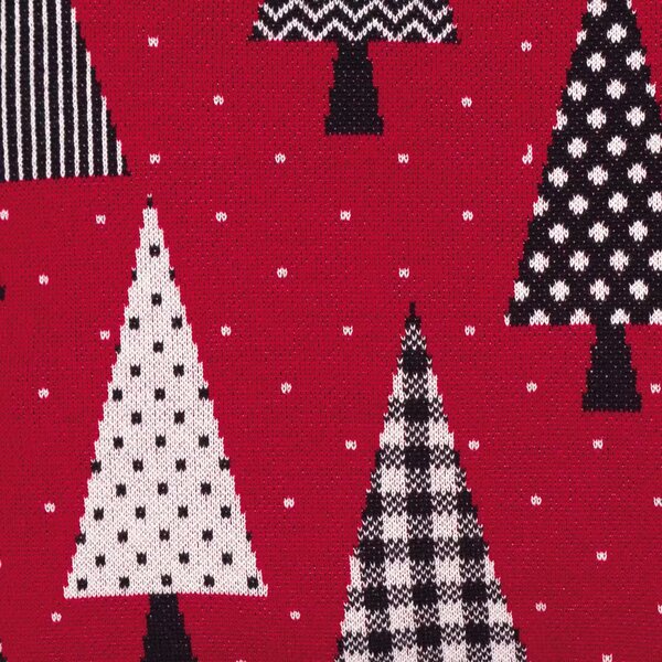 Dekoračný návlek pletený DESIGN stromy červená čierna 45x45 cm