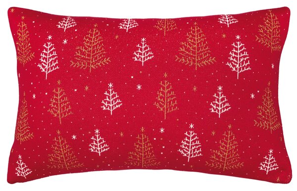 Dekoračný návlek pletený DESIGN LUREX stromčeky červená zlatá 40x60 cm