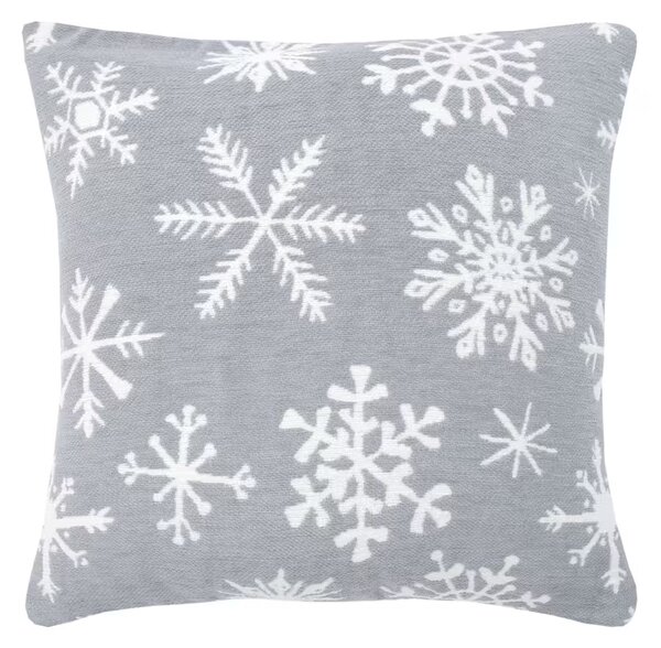 Dekoračný návlek WINTER vločky sivá biela 45x45 cm