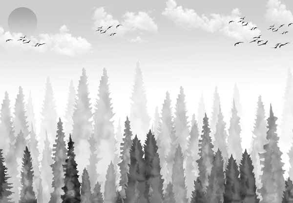 Fototapeta - Akvarelový les (147x102 cm)