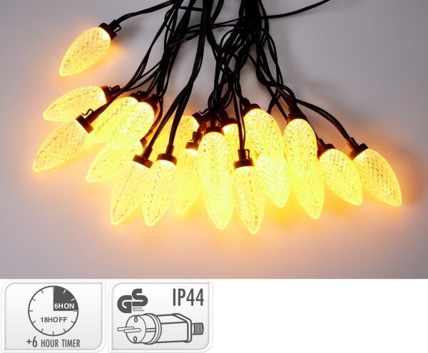 LED Vonkajší vianočný reťaz 20xLED/230V 14,5 m IP44 teplá biela