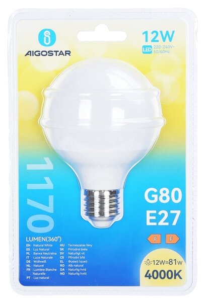 LED žiarovka G80 E27/12W/230V 4000K - Aigostar