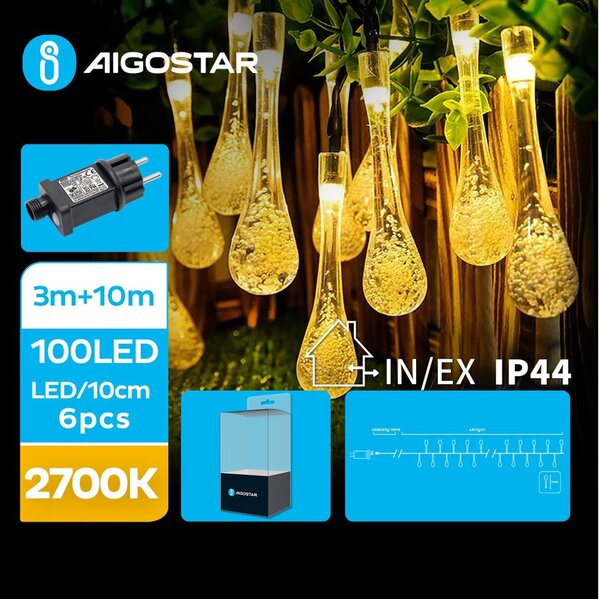 Aigostar B.V. Aigostar - LED Vonkajšia dekoratívna reťaz 100xLED/8 funkcií 13m IP44 teplá biela AI0472 + záruka 3 roky zadarmo