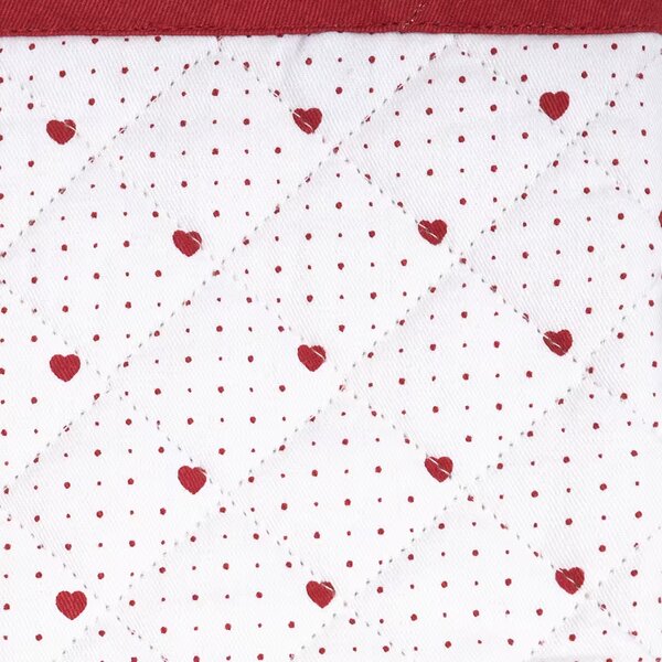 Chňapka - rukavica DEKORO srdiečka biela červená 14x31 cm