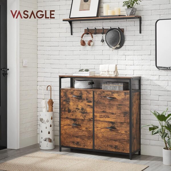 VASAGLE Regál na topánky s policou hnedý 98 x 95 x 30 cm