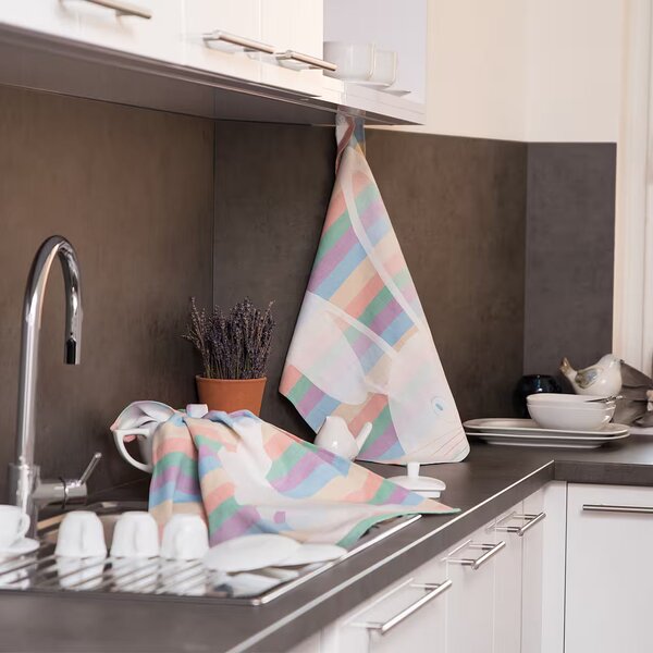 Utierka DESIGN králiček pruhy biela pastelová 50x70 cm