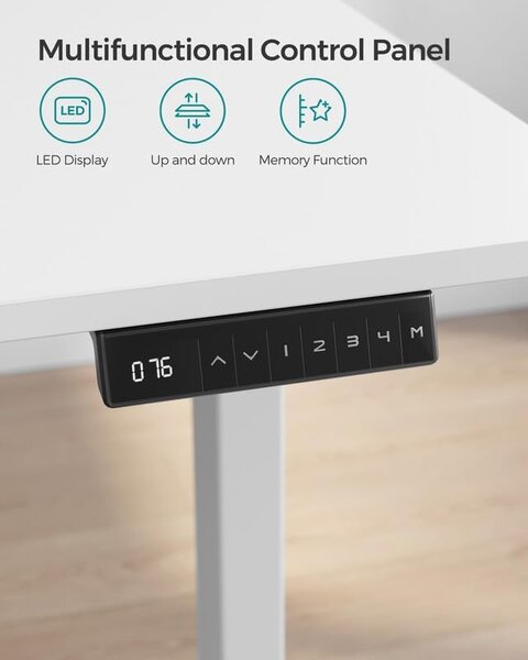 SONGMICS Nastaviteľný elektrický rám stola 107-175 cm biely