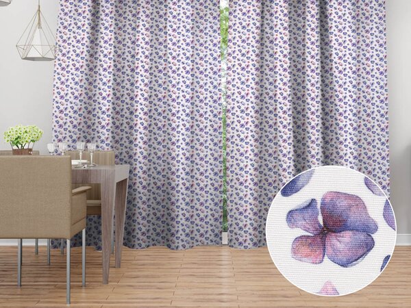 Biante Dekoračný záves Porto PRT-024 Modré okvetné lístky na bielom 130x140 cm