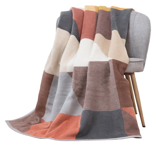 Deka VELURO trapezo multi hrdzavá hnedá 150x200 cm