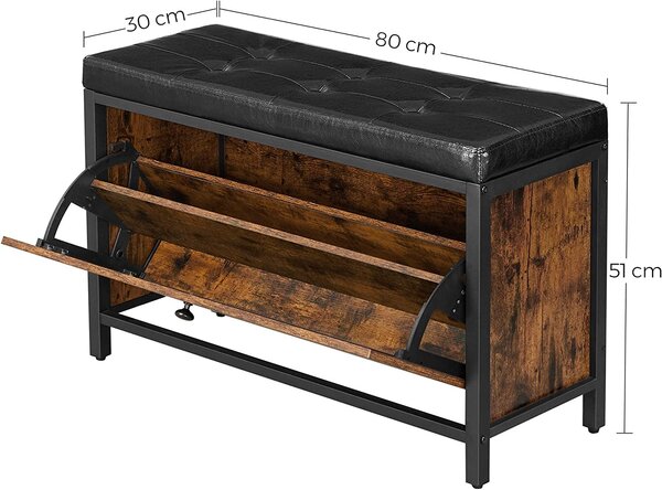 VASAGLE Výklopný regál na topánky 80x30x51cm čiernohnedý