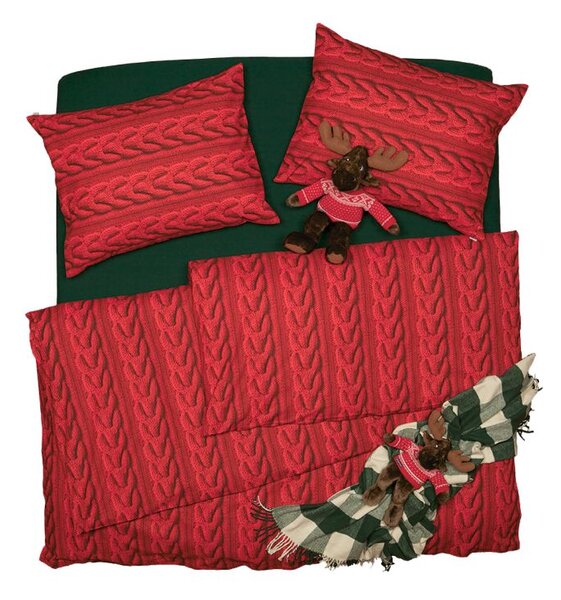 Obliečky KLASIK DESIGN pullover červená bežný 1x paplón 140x200 + 1x vankúš 70x90 cm