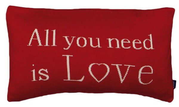 Dekoračný návlek pletený DESIGN all you need is love červená 30x50 cm