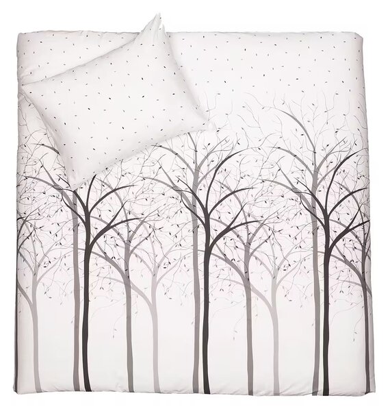 Obliečky SATÉN DESIGN stromy béžová čierna bežný 1x paplón 140x200 + 1x vankúš 70x90 cm