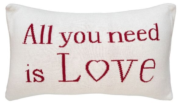 Dekoračný návlek pletený DESIGN all you need is love smotanová 30x50 cm