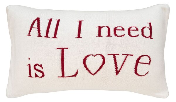 Dekoračný návlek pletený DESIGN all you need is love smotanová 30x50 cm