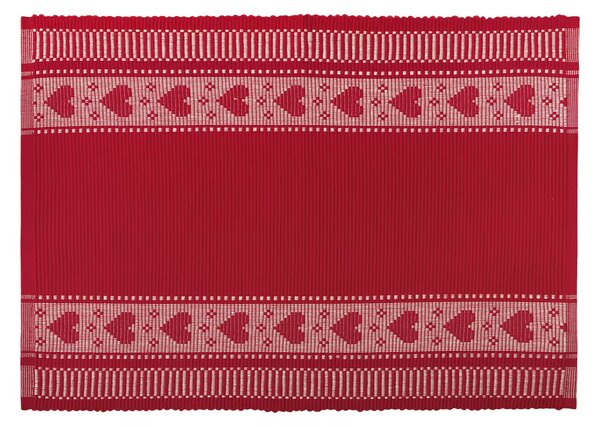 Prestieranie RIB bordúra srdiečka červená smotanová 33x45 cm