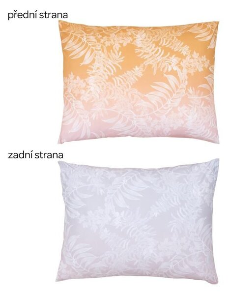Obliečky ART JERSEY plants zlatá sivá bežný 1x paplón 140x200 + 1x vankúš 70x90 cm