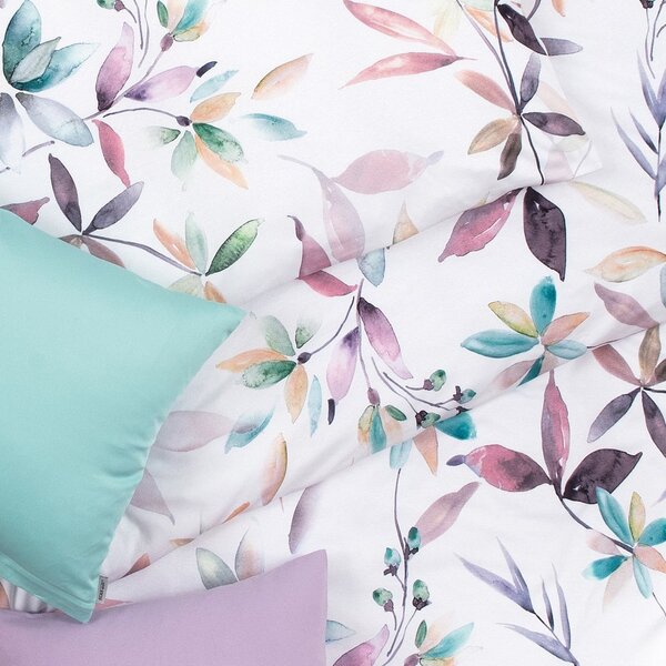 Obliečky ART JERSEY aqua leaves bežný 1x paplón 140x200 + 1x vankúš 70x90 cm