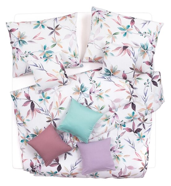 Obliečky ART JERSEY aqua leaves bežný 1x paplón 140x200 + 1x vankúš 70x90 cm