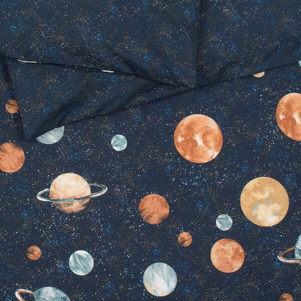 Obliečky KLASIK PLUS planets+ galaxy Štandardný 1x paplón 140x200 + 1x vankúš 70x90 cm