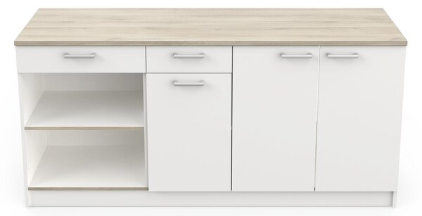 HOMUTA, kuchynská skrinka dolná, biela mat/dub kronberg