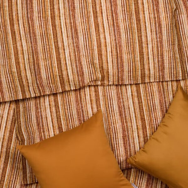 Obliečky KREP prúžky oranžová hnedá Štandardný 1x paplón 140x200 + 1x vankúš 70x90 cm